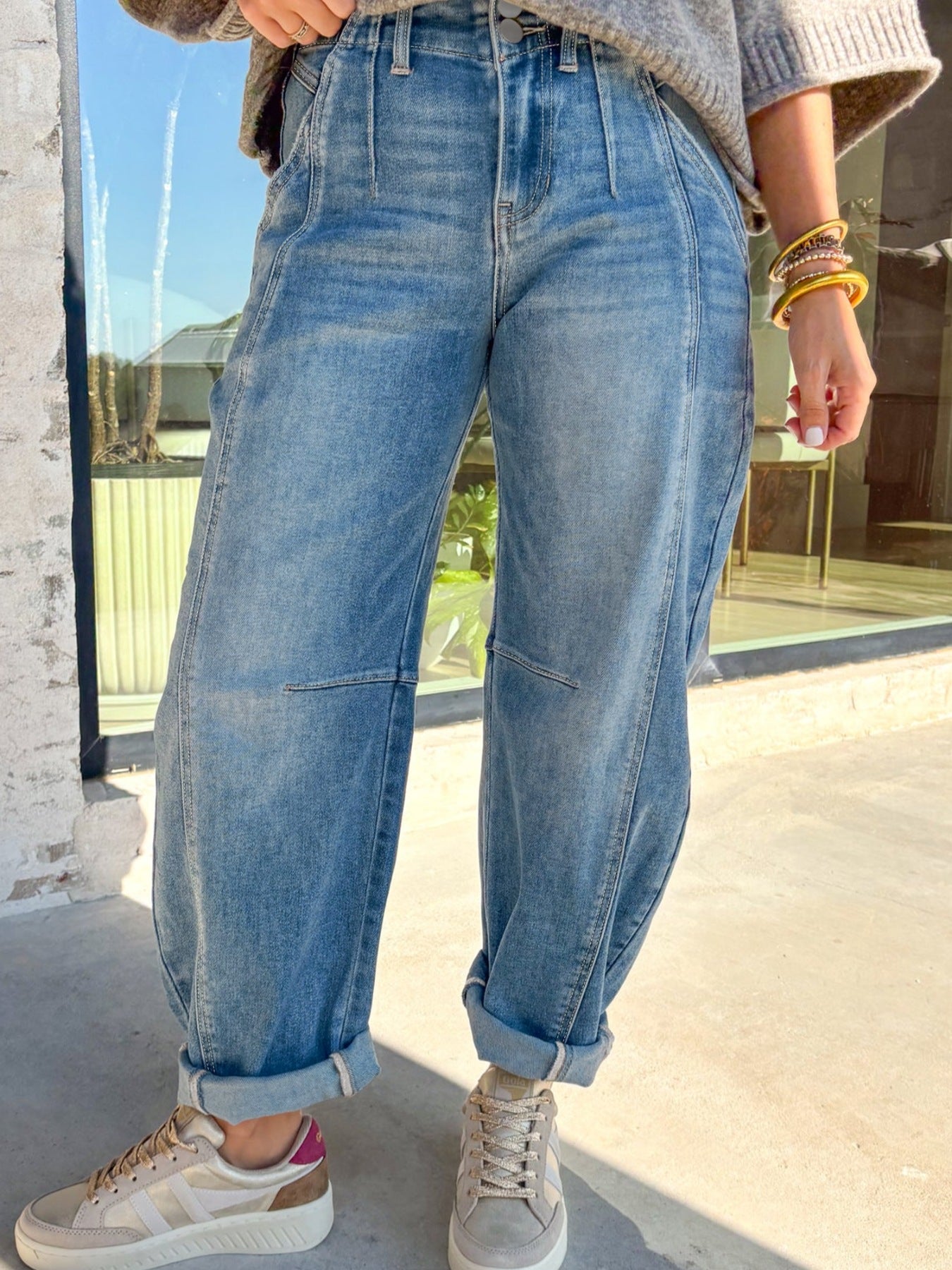 High-Waist Two-Tone Wide-Leg Jeans | Gia