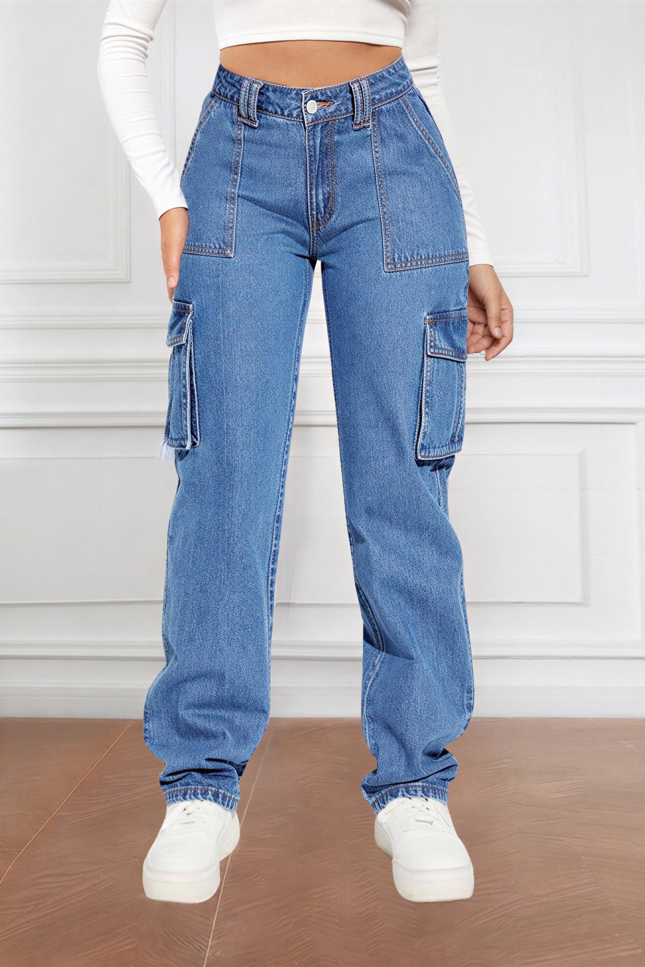 High-Waist Wide Leg Cargo Jean | Rumi