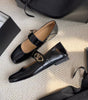 Isabella |Square Toe Mary Jane Flats - Leather Sheepskin Lined