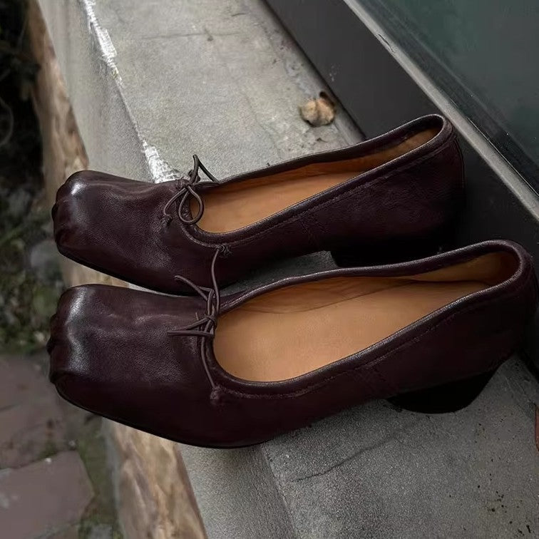 Cindy | Mary Jane Ballet Flats - Square Toe Sheepskin