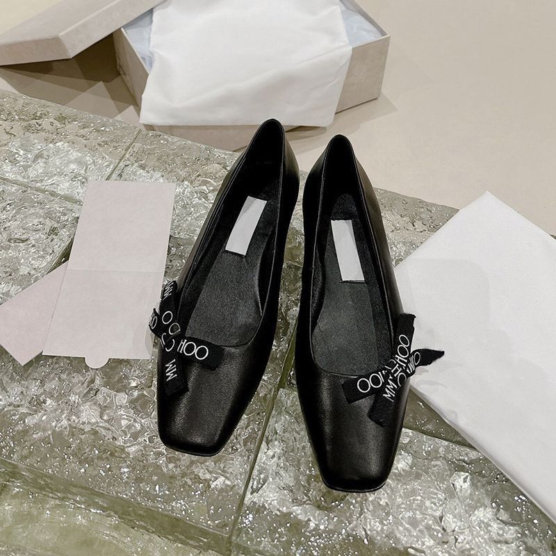 Sofia | Square Toe Ballet Flats - Sheepskin Bow Detail
