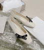 Sofia | Square Toe Ballet Flats - Sheepskin Bow Detail
