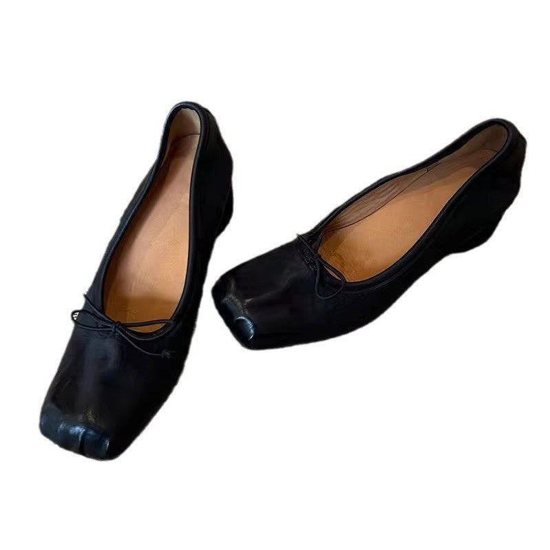 Cindy | Mary Jane Ballet Flats - Square Toe Sheepskin