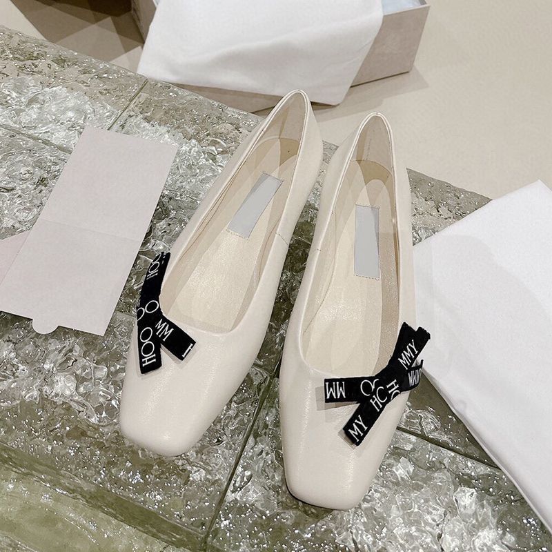 Sofia | Square Toe Ballet Flats - Sheepskin Bow Detail