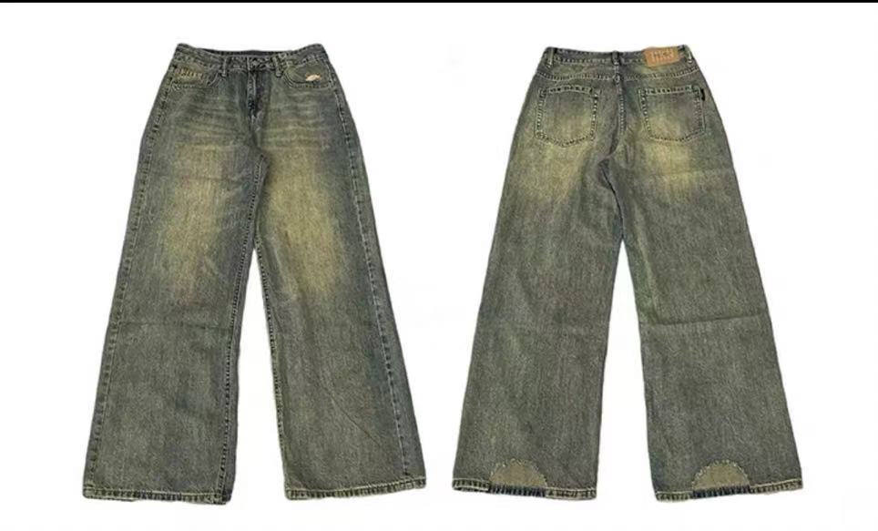 High-Waist Wide-Leg Distressed Jeans | Retro Blue