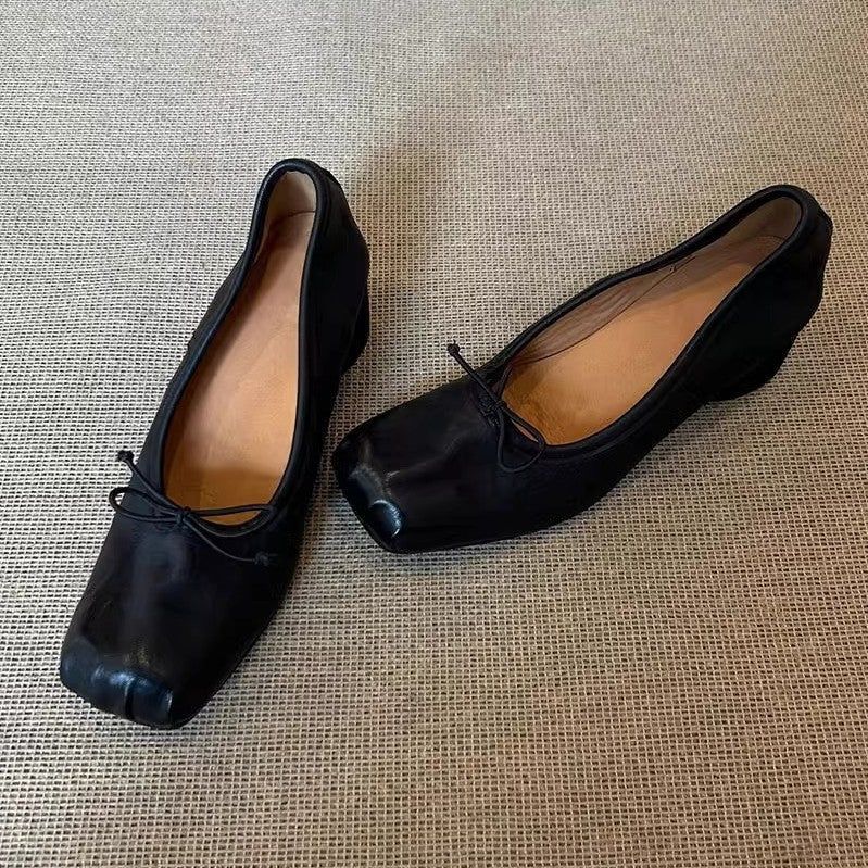 Cindy | Mary Jane Ballet Flats - Square Toe Sheepskin