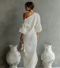 Asymmetrical One-Shoulder Linen Maxi Dress | Marlowe
