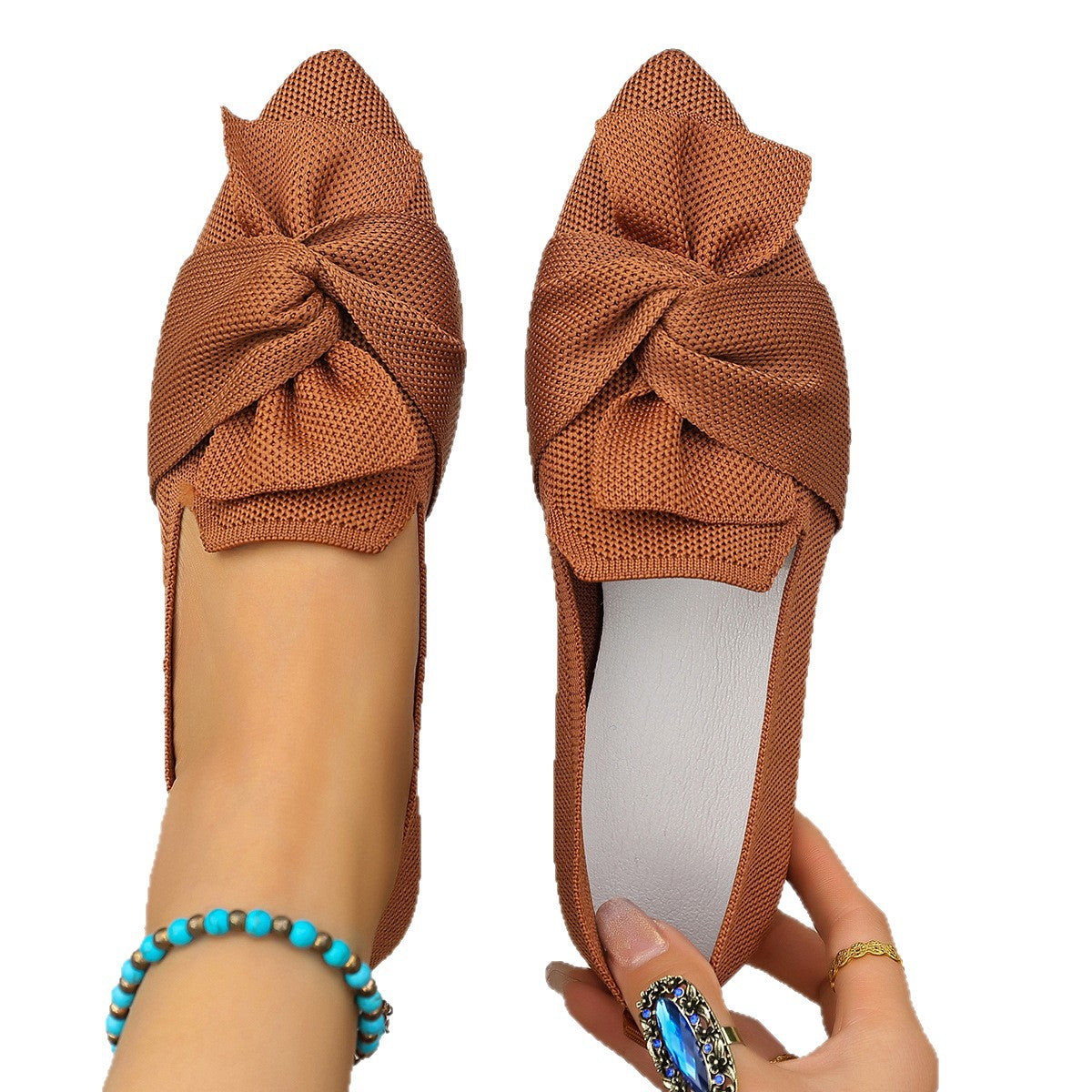 Sarah | Women's Pointed Toe Ballet Flats - Breathable Knit Slip-On Shoes