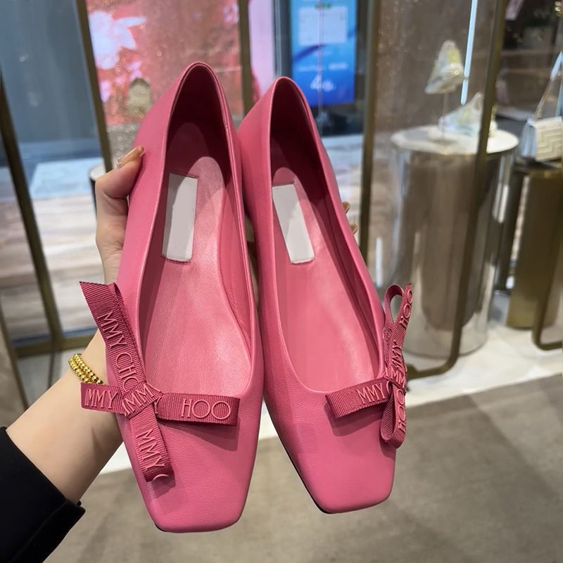 Sofia | Square Toe Ballet Flats - Sheepskin Bow Detail