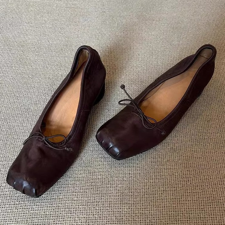 Cindy | Mary Jane Ballet Flats - Square Toe Sheepskin