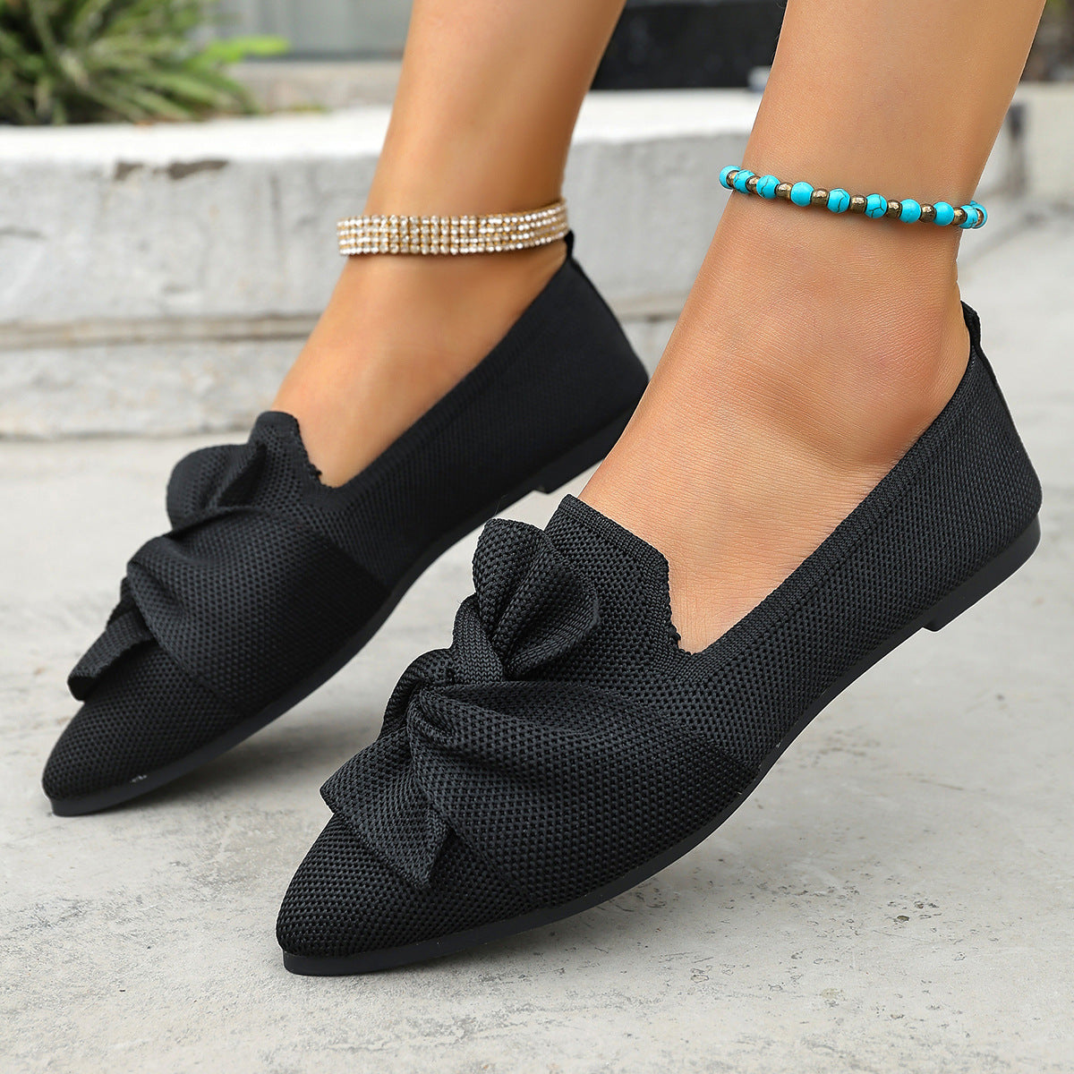 Sarah | Women's Pointed Toe Ballet Flats - Breathable Knit Slip-On Shoes