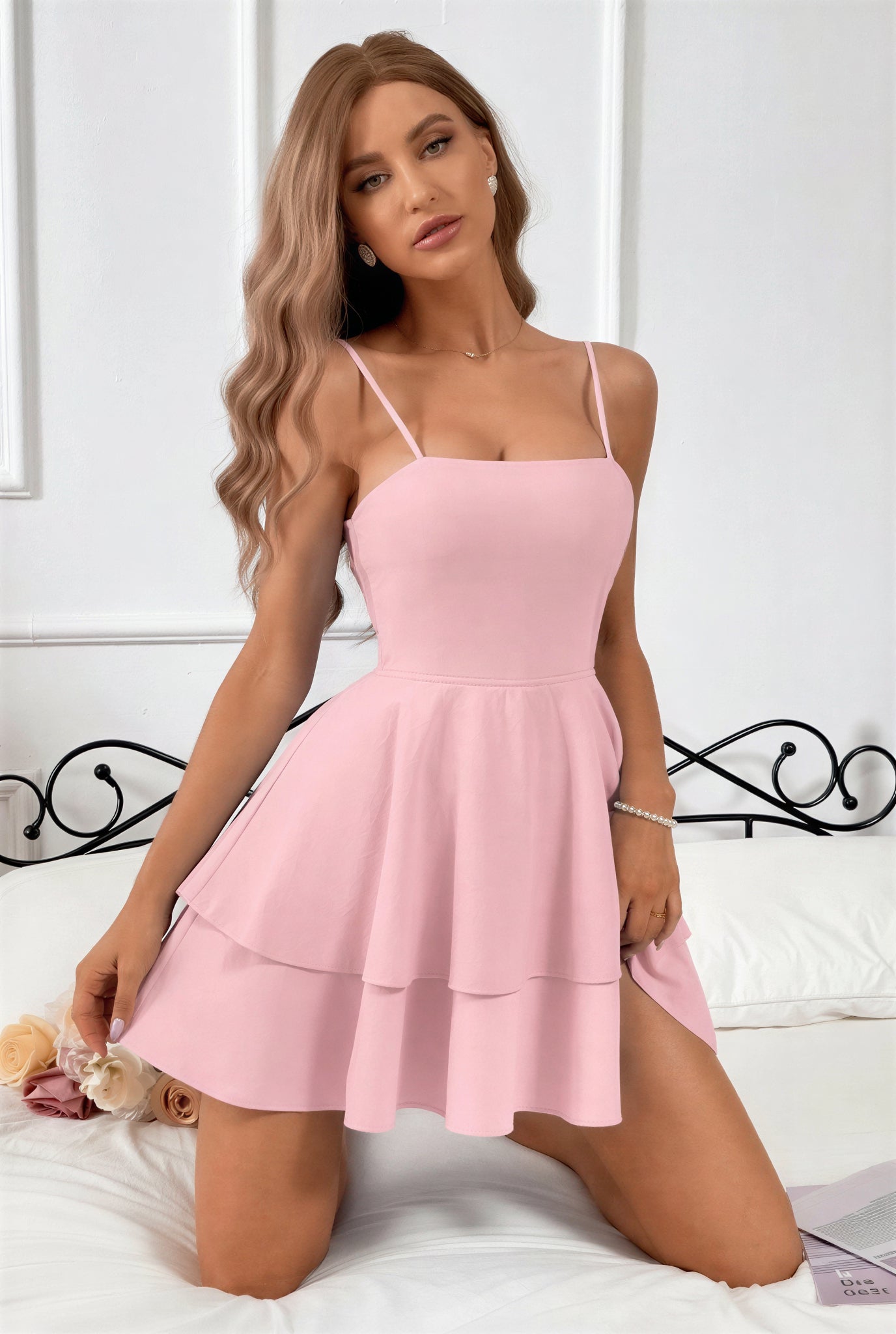 Tiered Bow-Back Mini Dress | Elodie