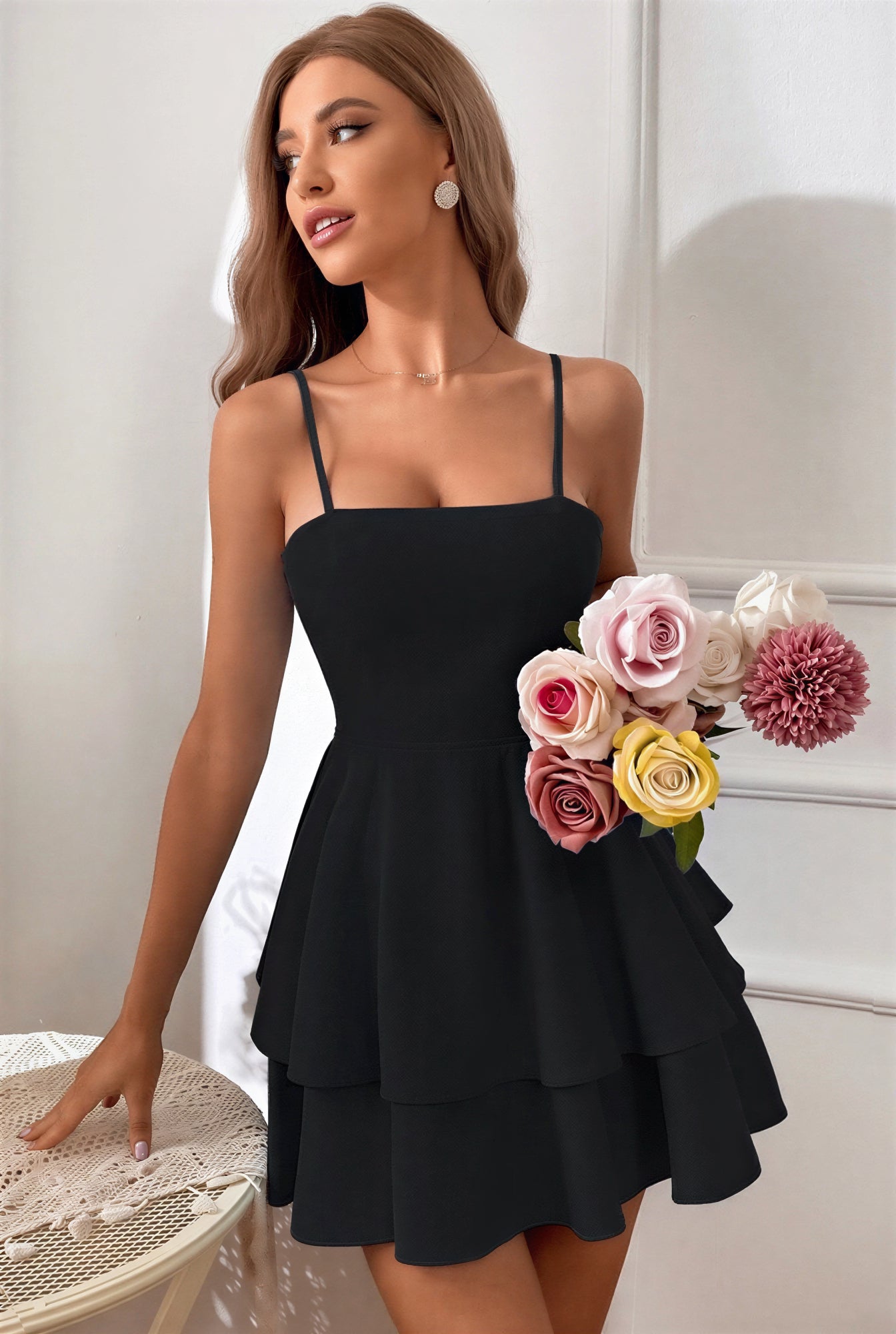 Tiered Bow-Back Mini Dress | Elodie