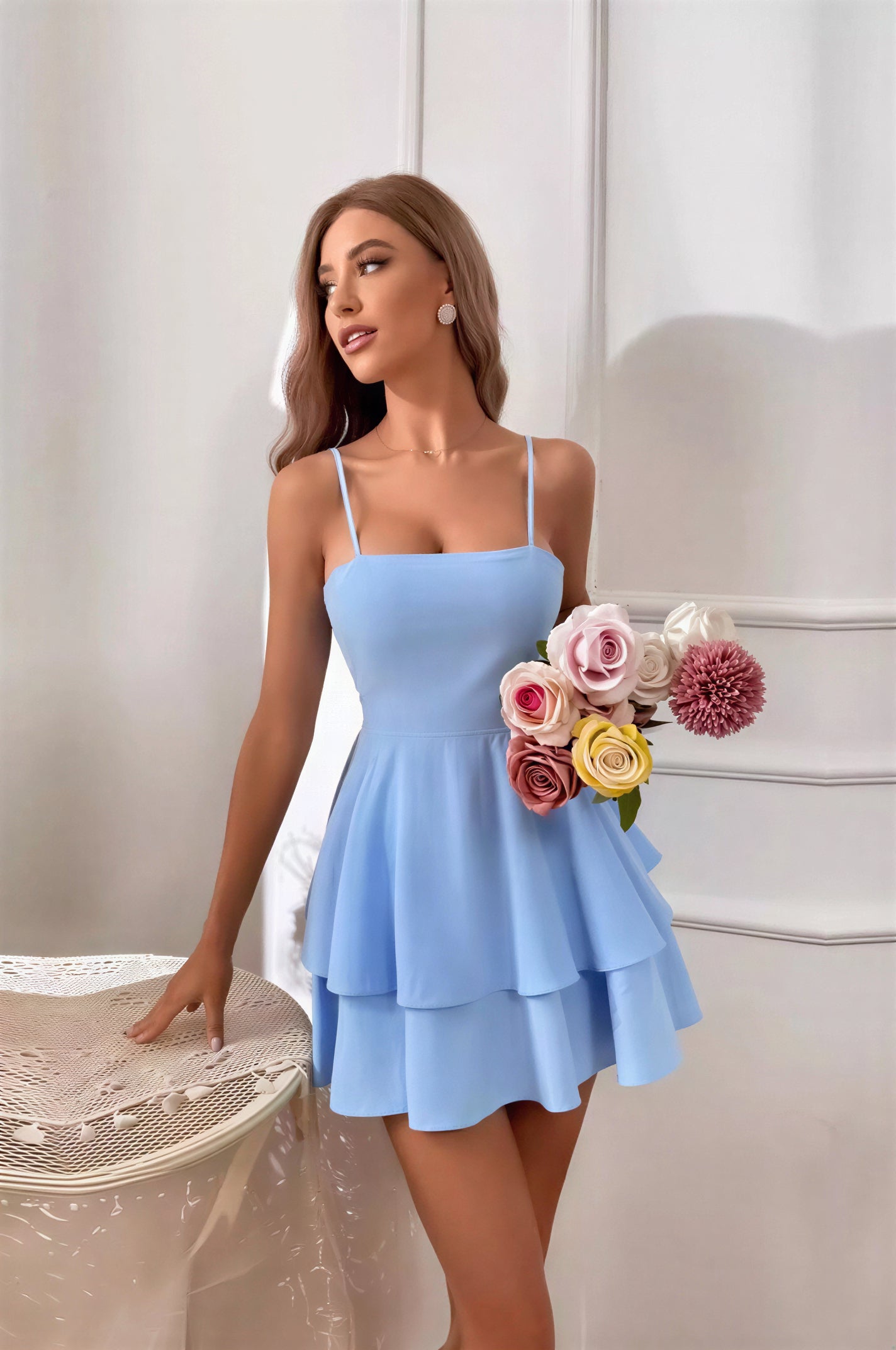 Tiered Bow-Back Mini Dress | Elodie